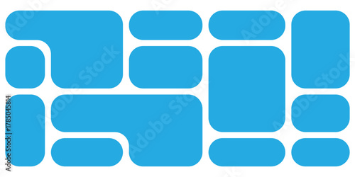  Abstract blue bento grid icons on white page. Puzzle brick bento icons on white page. Modern geometric templet visual brick icons. EPS 10. 
