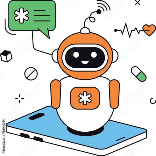 Ai robot providing healthcare medical diagnosis isometric flat vector illustration