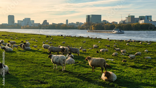 Morgenstimmung - Sonnenaufgang am Rheinufer in Düsseldorf