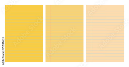 Set of yellow legal pad pages with lined designs