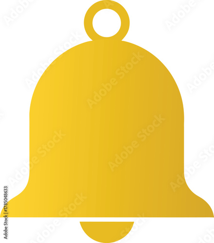 golden yellow bell with red ribbon and clapper