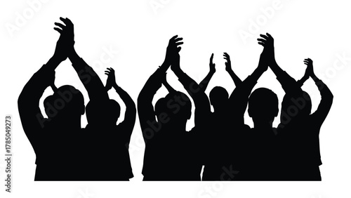 Audience clapping silhouette isolated on white background, Vector