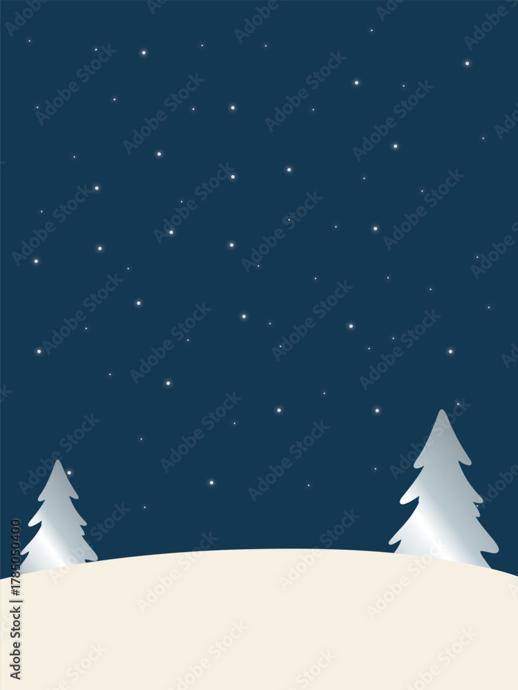 Naklejka premium Starry Night Winter Landscape Background