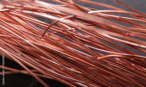 Photos Abstract copper lines texture on black floor