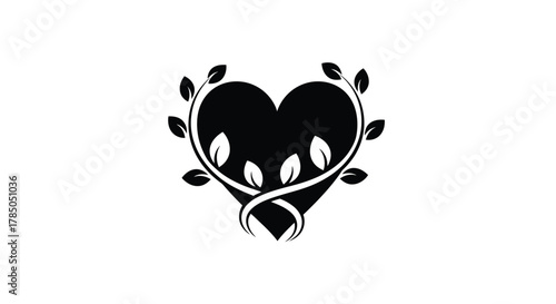 a heart intertwined with leaves symbolizing nature love and growth