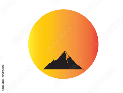 Montain with sun shine logo art.