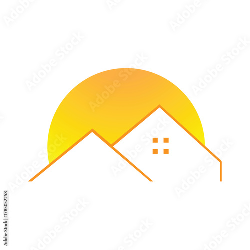 Residential Paradise Under the Golden Sun: A minimalist depiction of a cozy house basking under the warm glow of the sun, embodying the essence of serenity and the promise of a peaceful life.