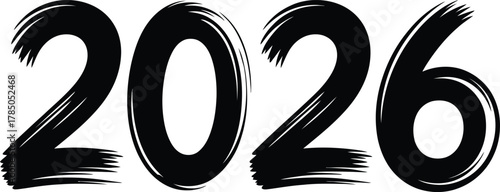 Brush stroke style 2026 year number design, perfect for new year celebrations, future projections, and calendar events illustration