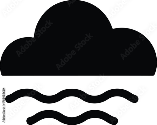 Dark Cloud Over Wavy Lines Icon weather forecast