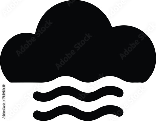 Dark Cloud With Wavy Lines Icon weather mist