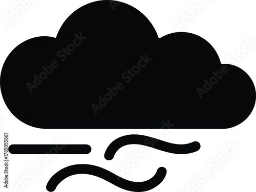 Dark Teal Cloud and Wind Icon weather symbol