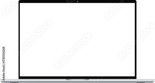 Laptop screen mockup. Front view digital device, laptop screen