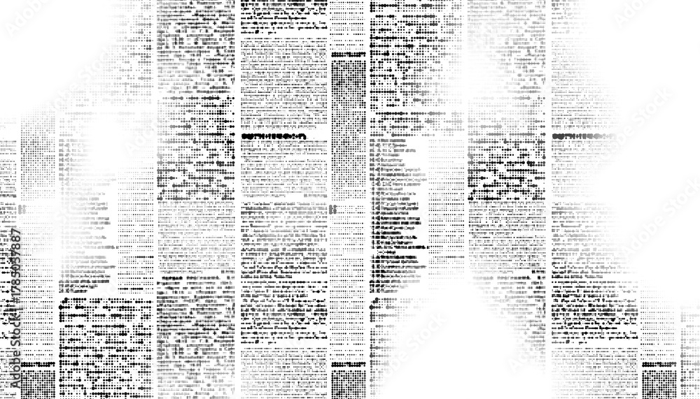 Fototapeta premium Overlay old white newspaper paper grunge vintage background. Grunge halftone style