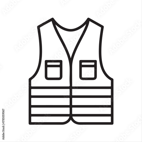 Simple black outline icon of a safety vest