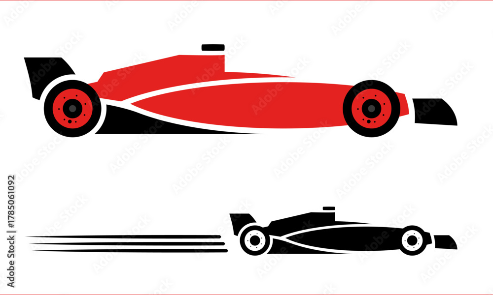 Obraz premium Side view modern F1 car, flat design