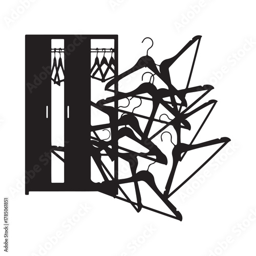 Clothing hangers and wardrobe vector icon