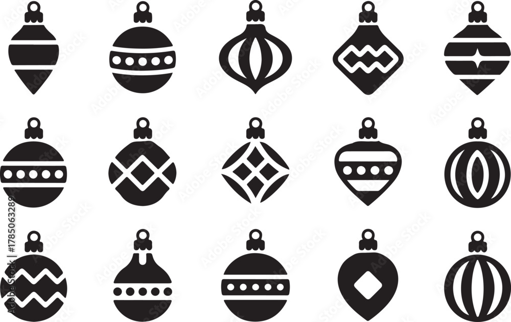Naklejka premium Christmas Festive Holiday Ornament Ball Sets Vector Design 
