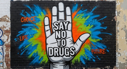 text say no to drugs international day against drug abuse and illicit trafficking world mental health day global event	
