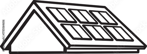 Simple line drawing of a roof with solar panels