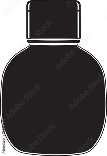 Black silhouette of a canteen with a cap on a white background bottle flask on transparent background
