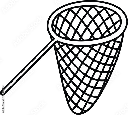 Butterfly Net Outline Drawing on White Background scoop handle