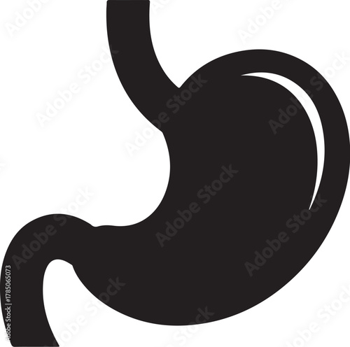 Black silhouette icon of a human stomach on a white background organ digestive system on transparent background