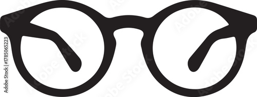 Black Silhouette of Round Eyeglasses on a White Background spectacles eyewear on transparent background