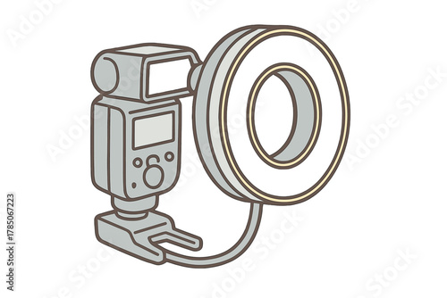 External camera flash unit with circular ring light attachment