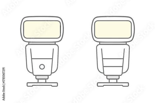 Two external camera flash units side by side simple outline design