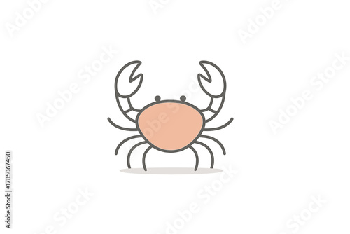 Cartoon crab icon with large claws and minimal detail