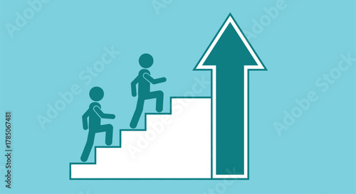 People climbing steps toward success a visual representation silhouette