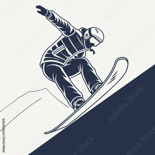 Snowboarder Performing a Jump on a Snowy Slope snowboarding winter sport