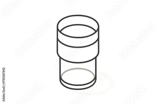 Isometric line art icon of a simple cylindrical container or glass