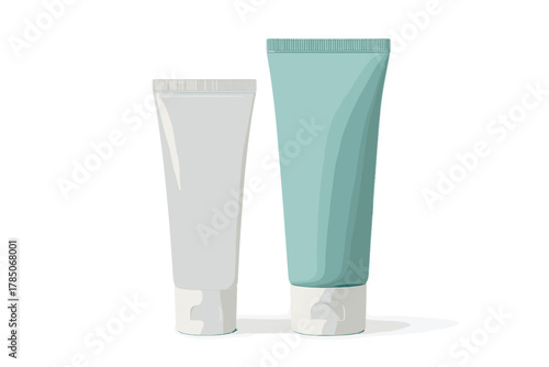Cosmetic packaging mockups featuring two plastic squeeze tubes