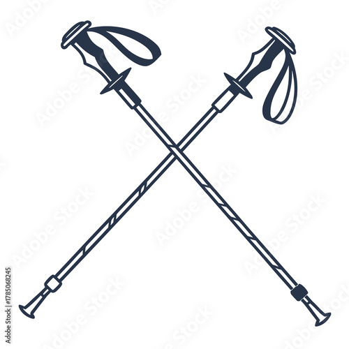 Crossed Trekking Poles Vector Illustration Keywords: trekking poles, hiking poles, walking