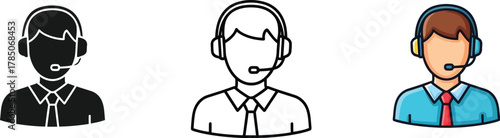 Customer service representative with headset support agent or call center operator