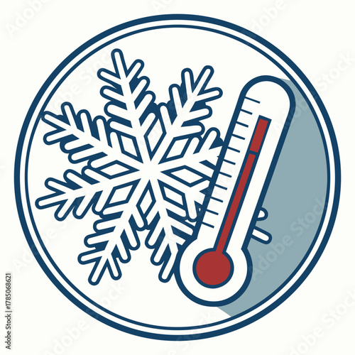 Snowflake and Thermometer Icon for Cold Temperature broadcast illustration