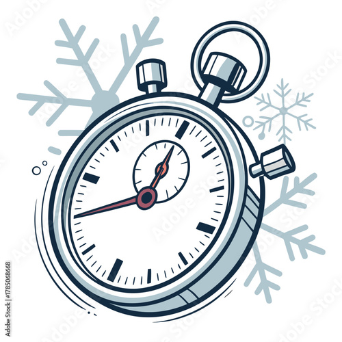 Stopwatch with Snowflakes for Winter Time Measurement illustration