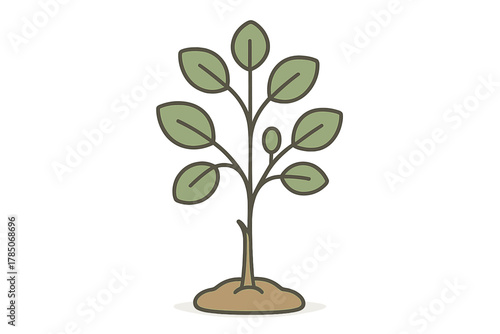 Stylized young plant sprout growing from soil icon