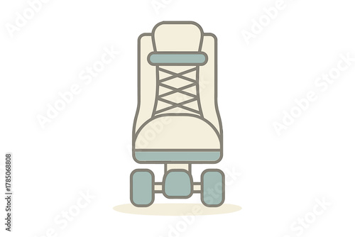 Retro quad roller skate front view icon with pastel color palette
