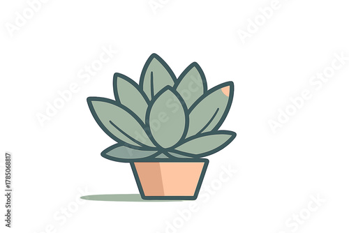 Muted color potted succulent plant icon for modern design themes