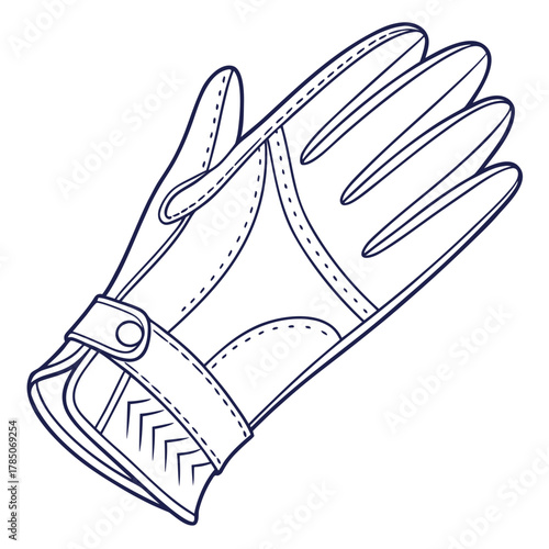 Outline Illustration of a Stylish Leather Glove with Chevron Detail fashion accessory