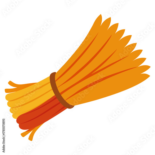 A bundle of dry straw tied together with a band