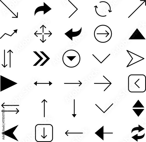 Direction Arrows Icons – Editable Stroke, Navigation, Movement, Rotation