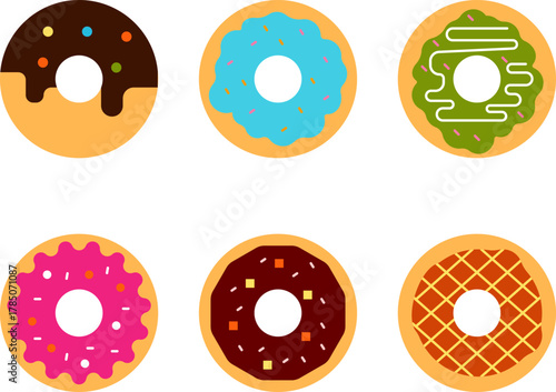 Donut Icons – Line Style, Dessert, Sweet, Food, Vector Design
