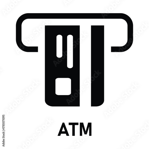 ATM Receipt And Credit Card Slot Icon Set. Financial Transaction, Banking, And Payment Processing Outline And Silhouette Symbol Collection. Cash Withdrawal And Card Usage. Vector Illustration