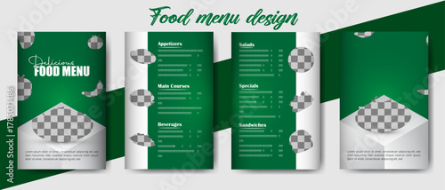 Elegant Food Menu Design: An artistic representation of a meticulously crafted food menu design. Featuring a visually appealing composition, perfect for restaurants and culinary establishments.
