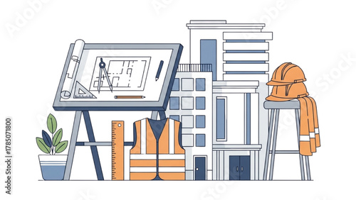 Architectural Engineering and Construction Planning Illustration