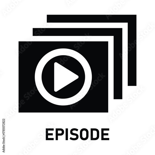TV Series Icons. Solid style icons of television shows and episodes: pilot episode icon, season finale icon, next episode arrow,