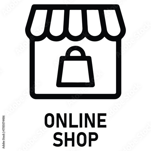 shop store icon symbol, online shopping marketplace icons. vector icon shop building outline style. editable stroke